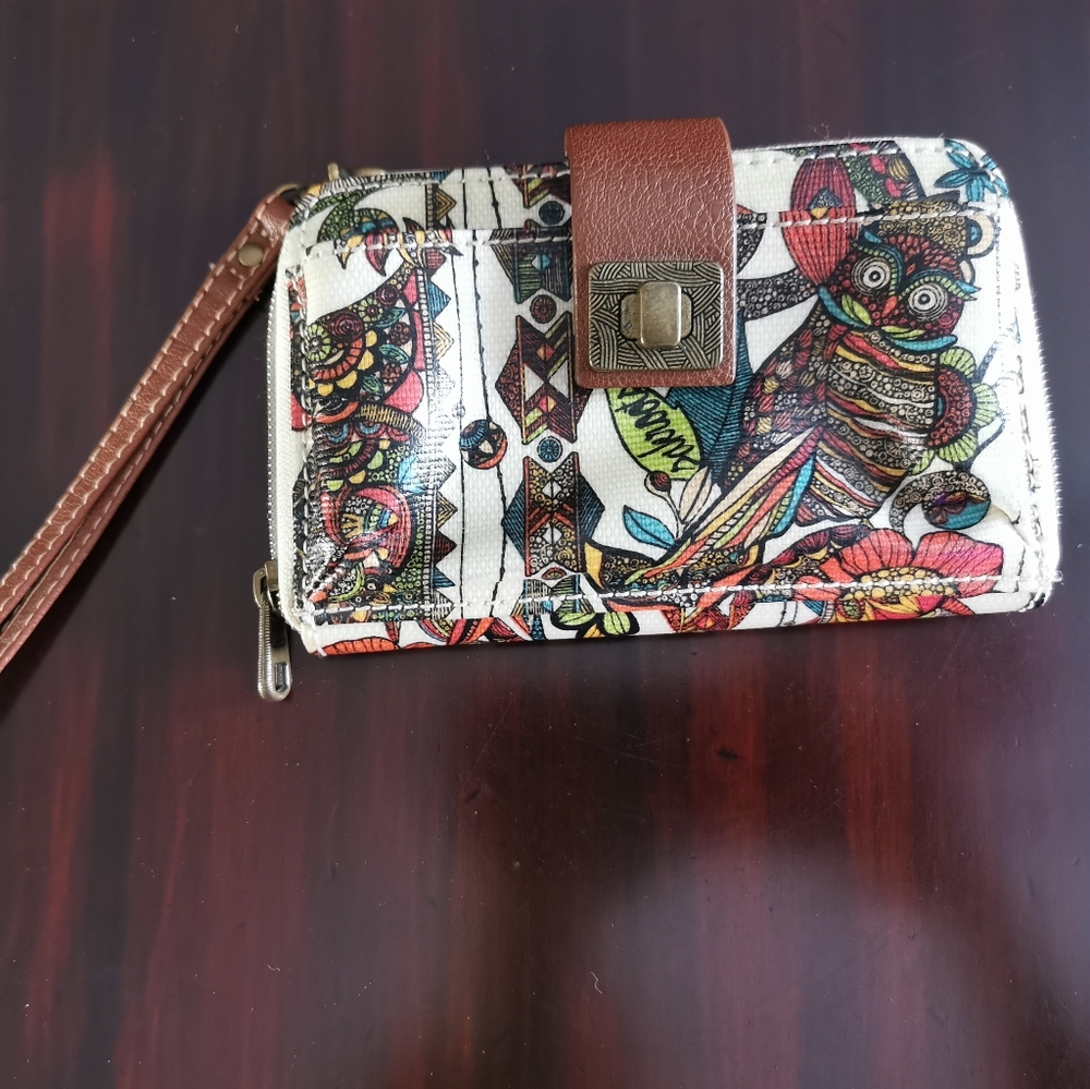 Sakroots Print Owl Faux Leather Wallet